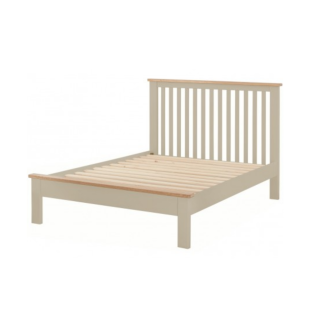 Portland 4' 6" Wooden Bed Stone, Oak Tops